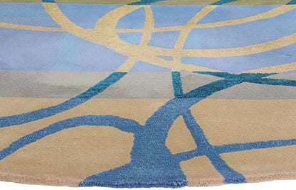 9 x 9 Blue Vintage Chinese Hooked Rug 79237