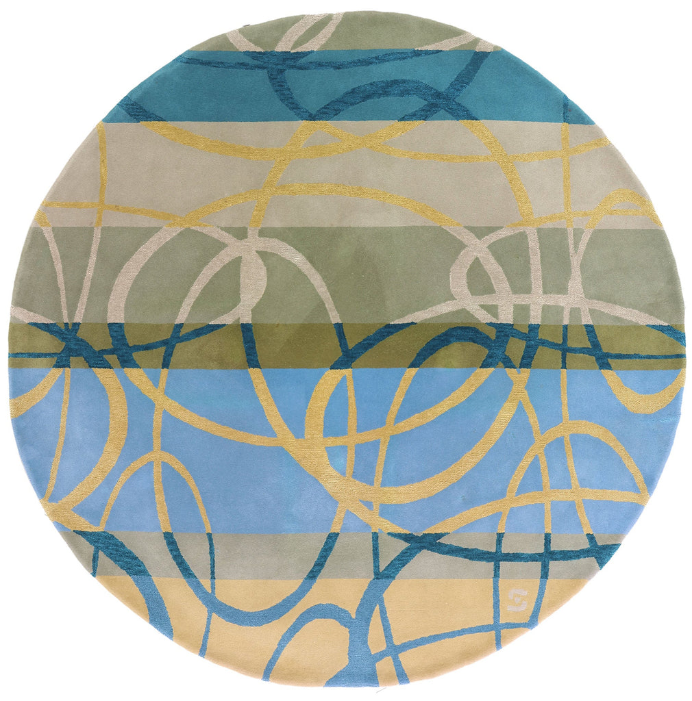 9 x 9 Blue Vintage Chinese Hooked Rug 79237