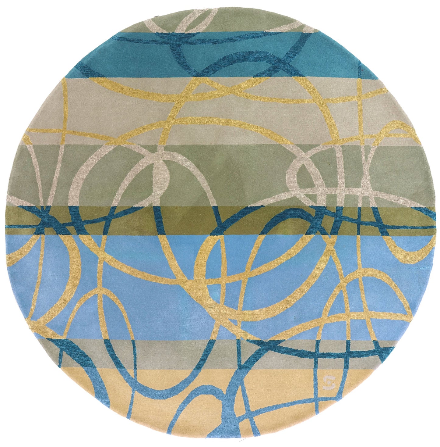 9 x 9 Blue Vintage Chinese Hooked Rug 79237