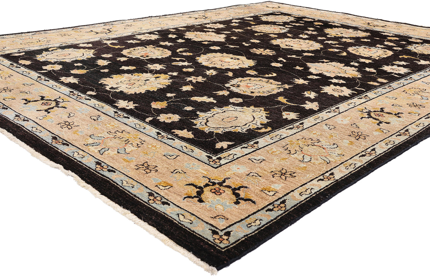 8 x 11 Vintage Black Oushak Rug 79276
