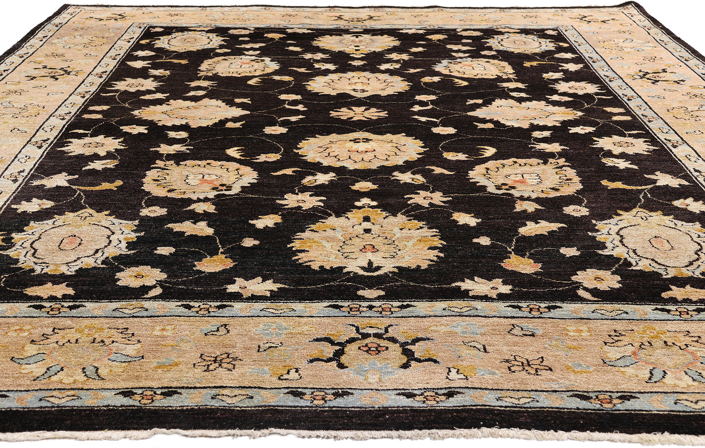 8 x 11 Vintage Black Oushak Rug 79276