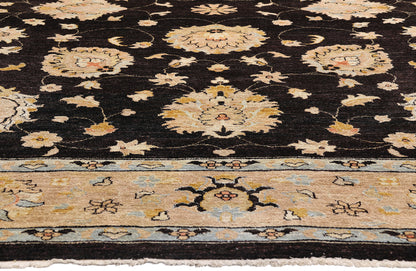 8 x 11 Vintage Black Oushak Rug 79276