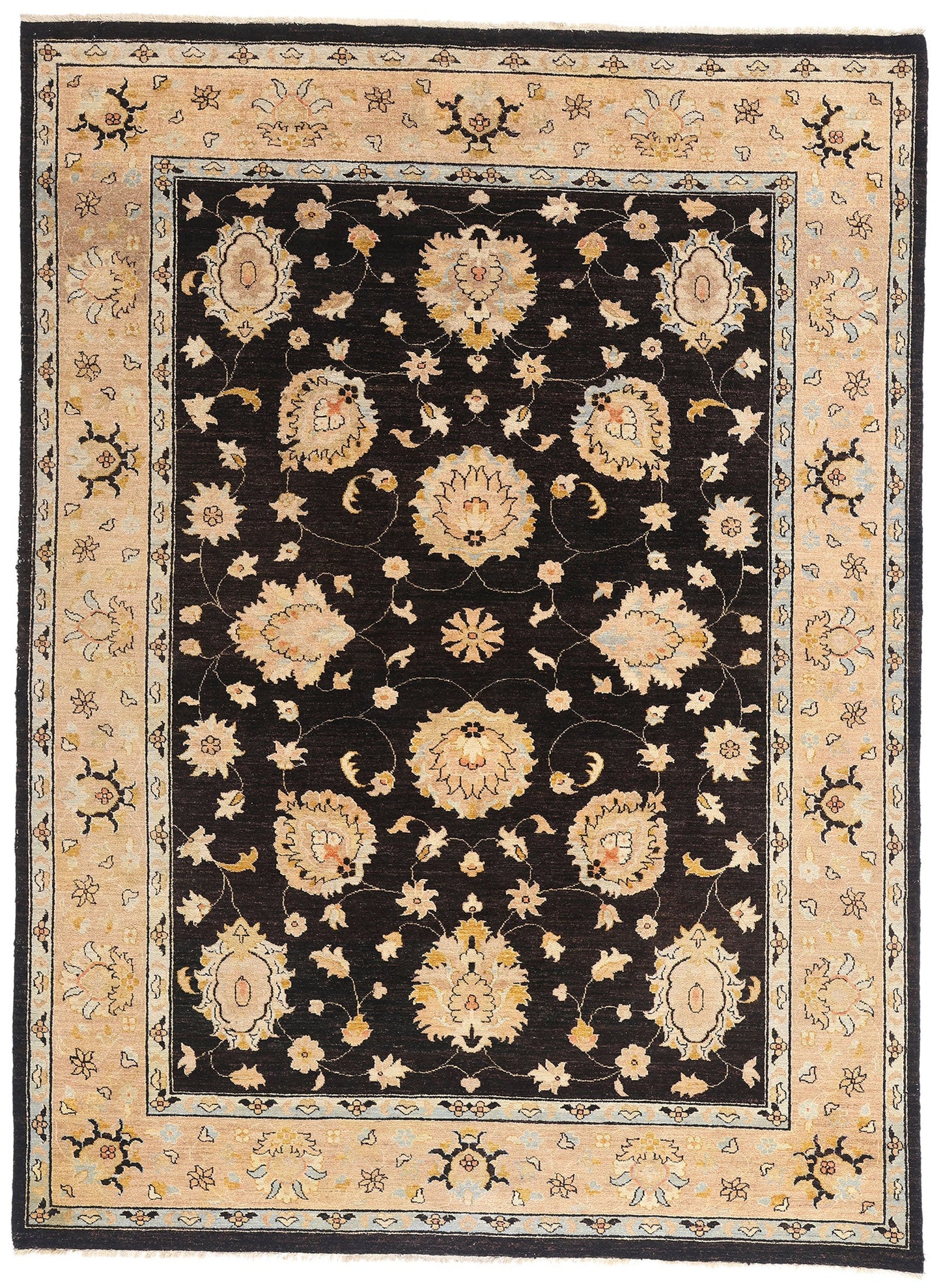 8 x 11 Vintage Black Oushak Rug 79276