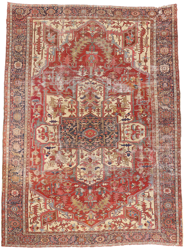 11 x 15 Red Antique Persian Serapi Rug 79290