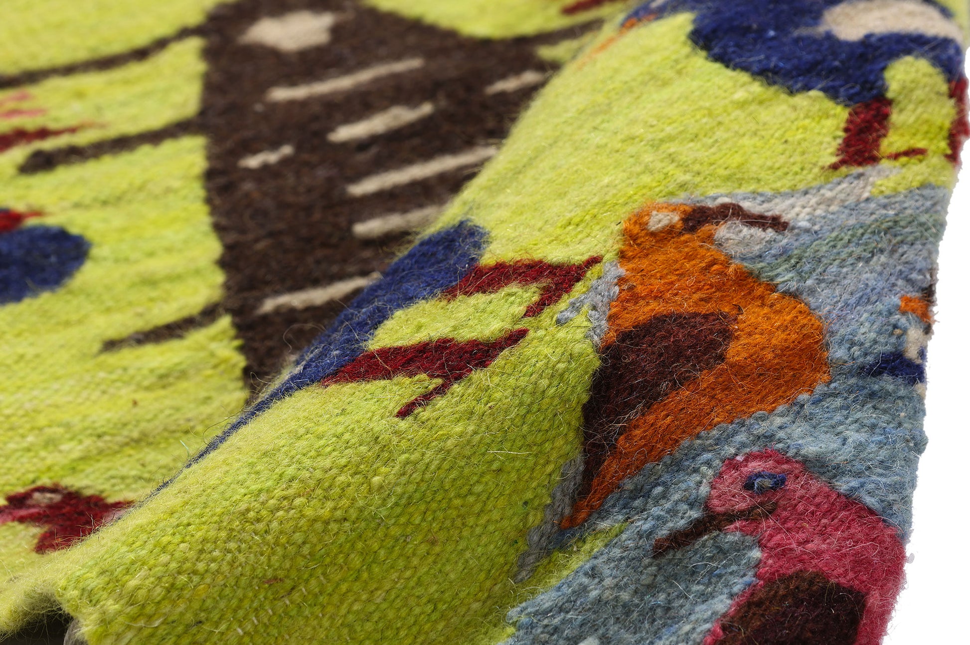 2 x 2 Chartreuse Vintage South American Peruvian Kilim Rug 79302