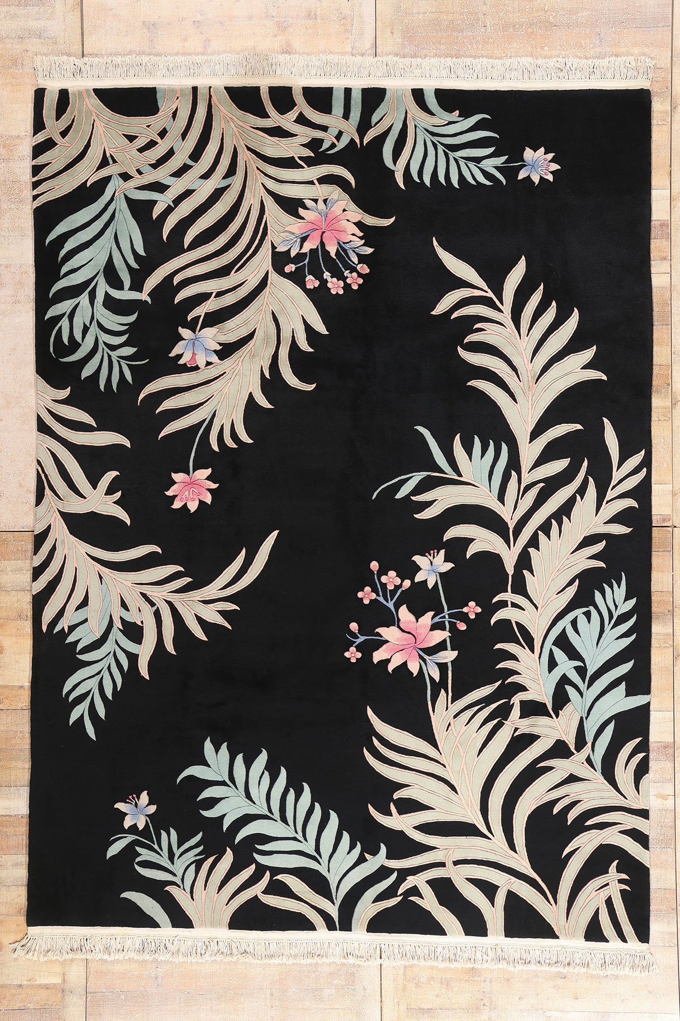 9 x 12 - Black Vintage Art Deco Rug - 79352