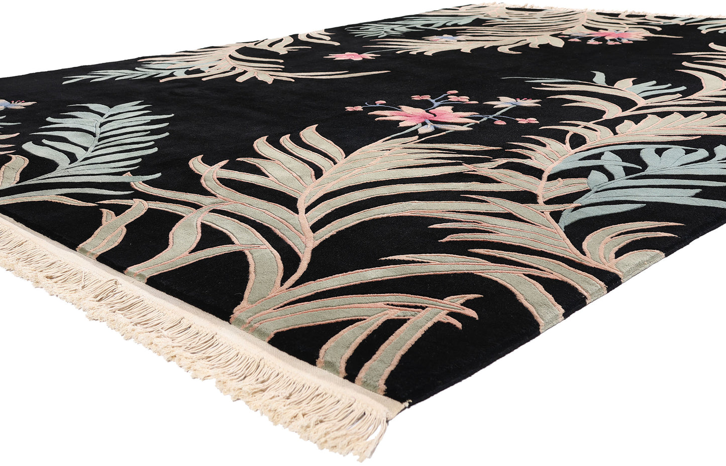9 x 12 - Black Vintage Art Deco Rug - 79352
