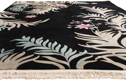 9 x 12 - Black Vintage Art Deco Rug - 79352