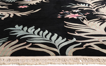 9 x 12 - Black Vintage Art Deco Rug - 79352