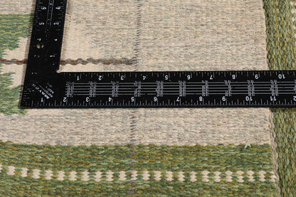 5 x 7 - Green Vintage Ingegerd Silow Swedish Rollakan Rug - 79359