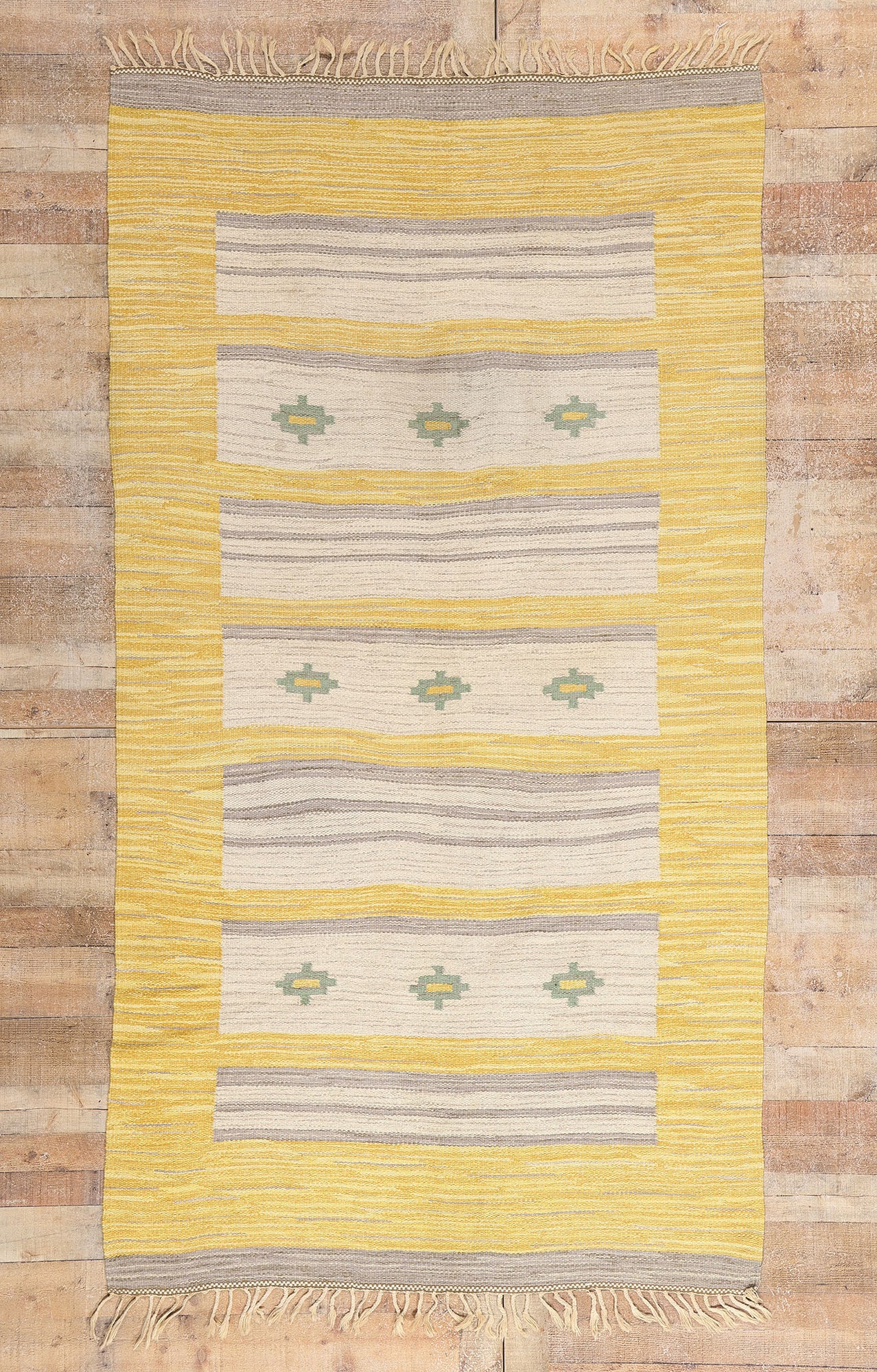 5 x 9 - Yellow Vintage Swedish Rollakan Rug - 79360