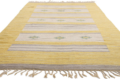 5 x 9 - Yellow Vintage Swedish Rollakan Rug - 79360