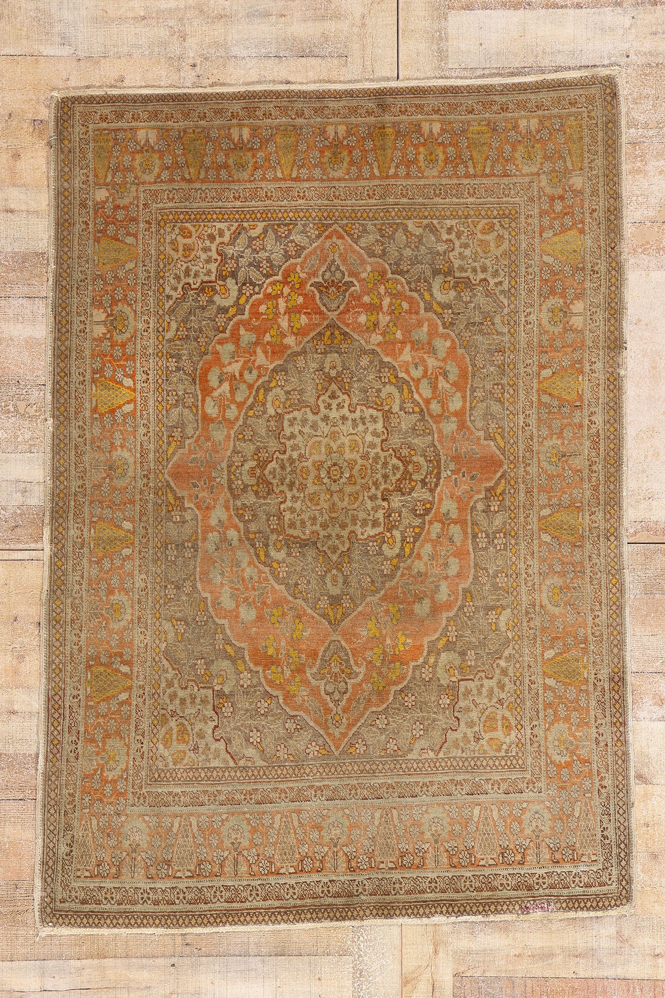 4 x 5 - Rust Antique Tabriz Rug - 79366