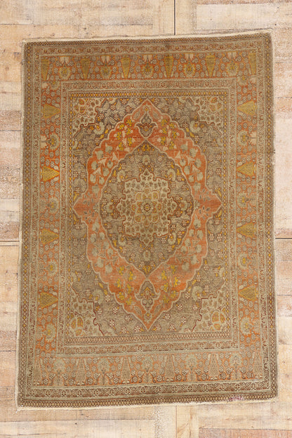 4 x 5 - Rust Antique Tabriz Rug - 79366