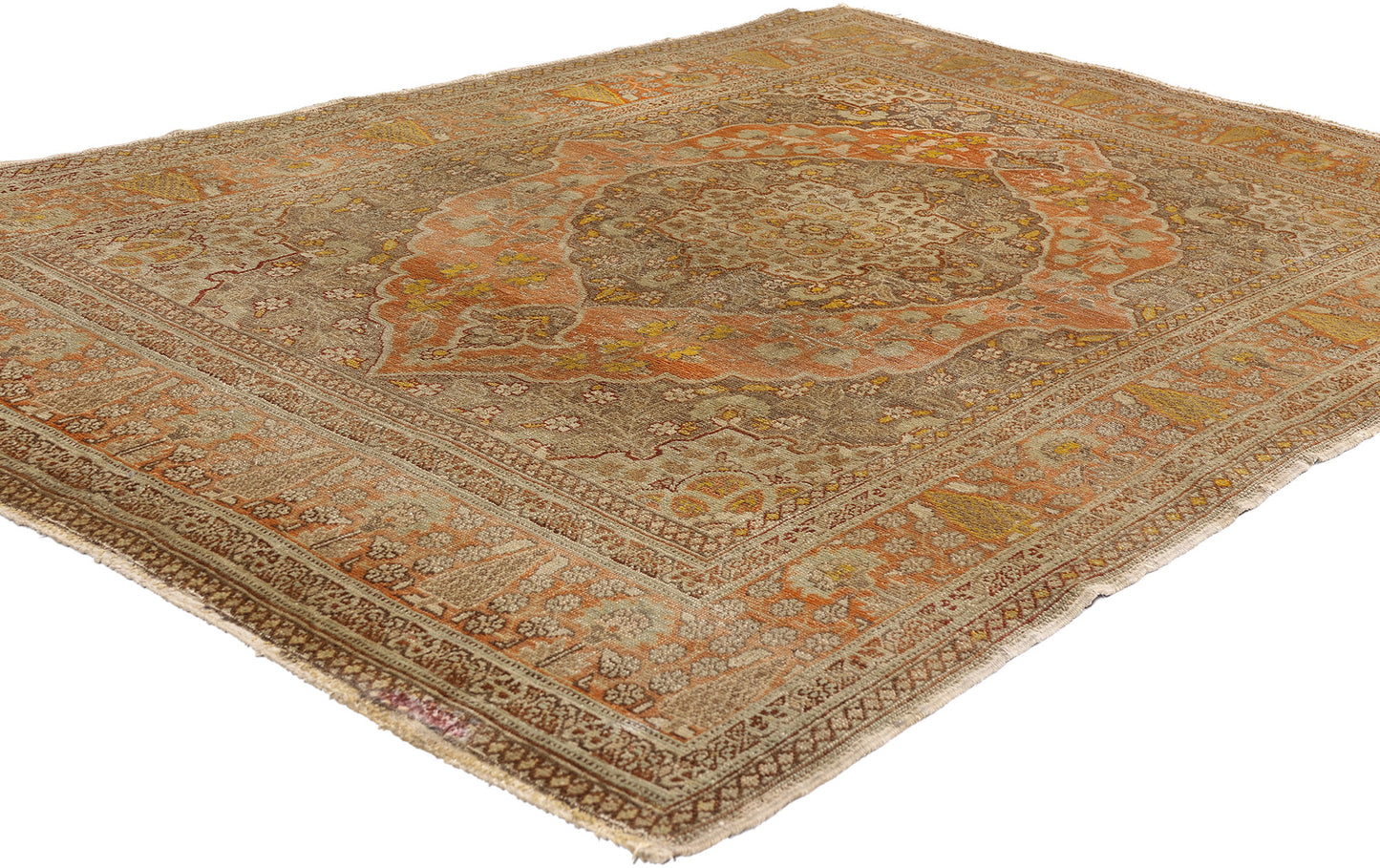 4 x 5 - Rust Antique Tabriz Rug - 79366