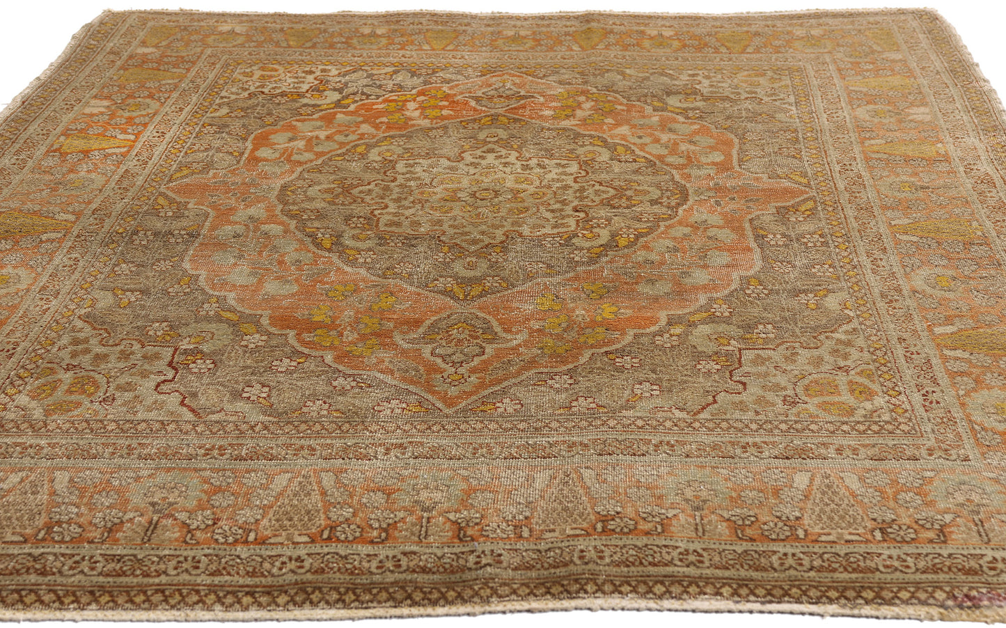 4 x 5 - Rust Antique Tabriz Rug - 79366