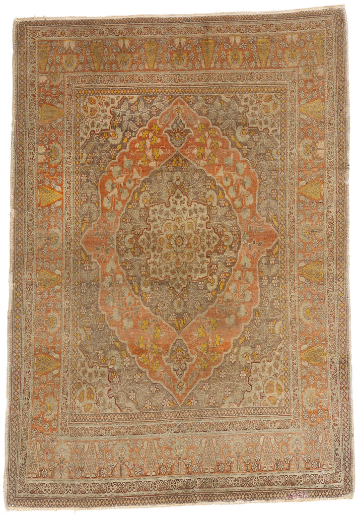4 x 5 - Rust Antique Tabriz Rug - 79366