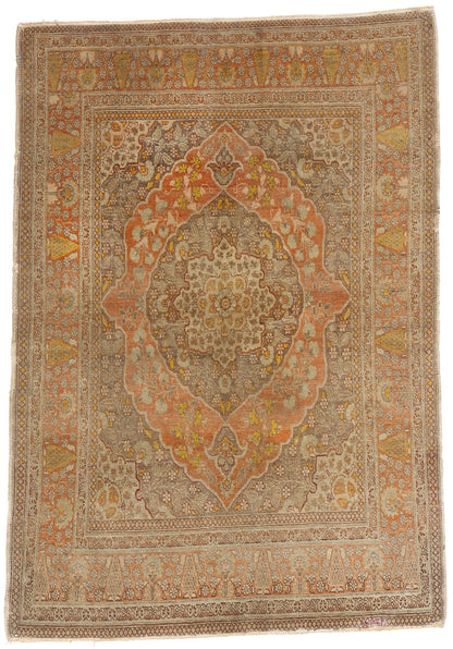 4 x 5 - Rust Antique Tabriz Rug - 79366