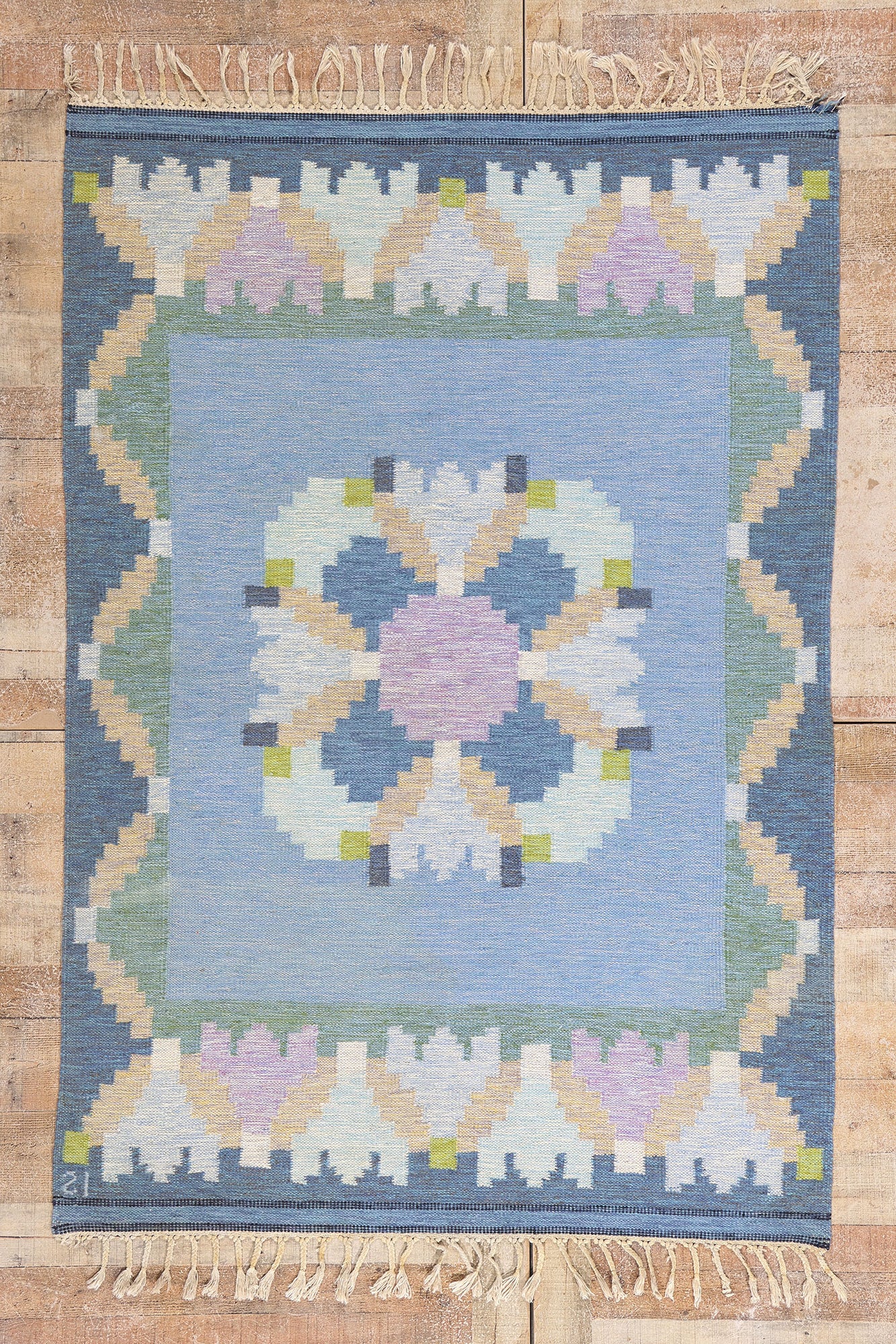 5 x 7 - Light Blue Vintage Kilim Rug - 79368