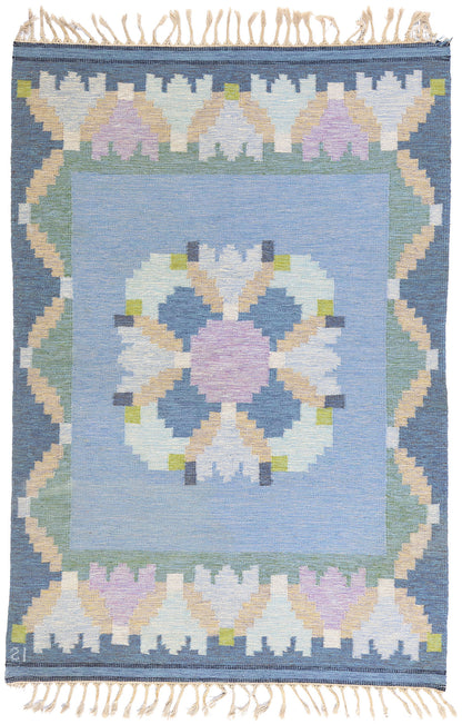 5 x 7 - Light Blue Vintage Kilim Rug - 79368