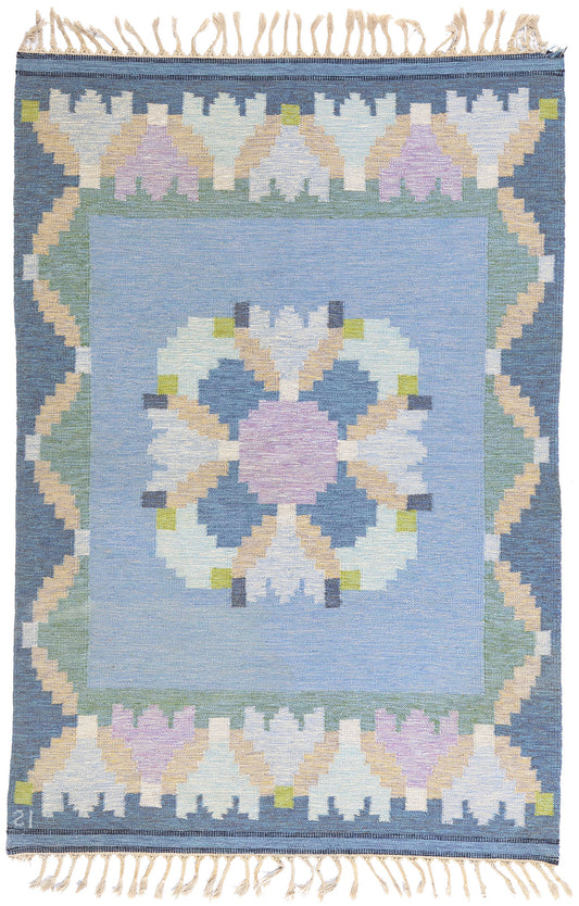 5 x 7 - Light Blue Vintage Kilim Rug - 79368