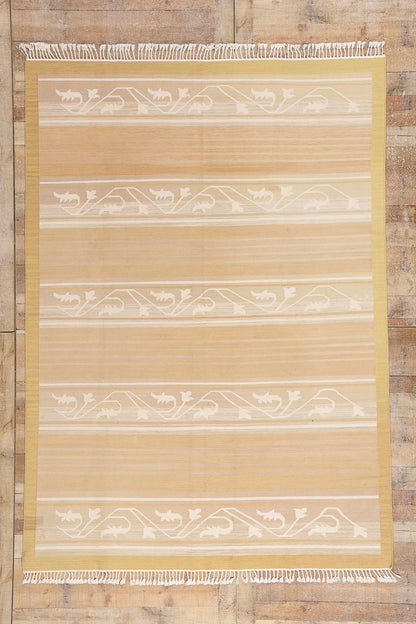 7 x 9 - Beige Vintage Swedish Rollakan Rug - 79370