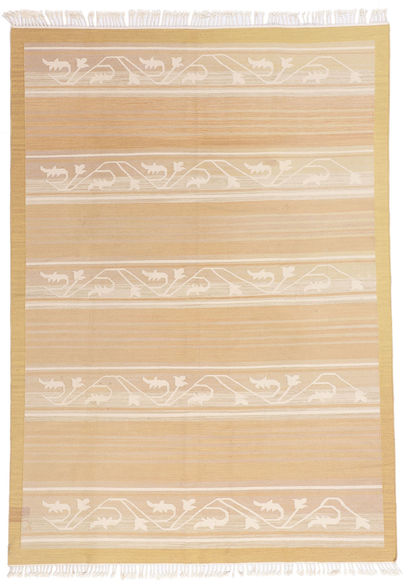 7 x 9 - Beige Vintage Swedish Rollakan Rug - 79370