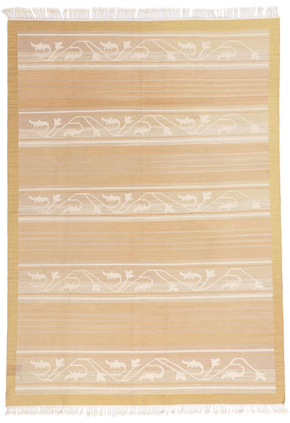 7 x 9 - Beige Vintage Swedish Rollakan Rug - 79370