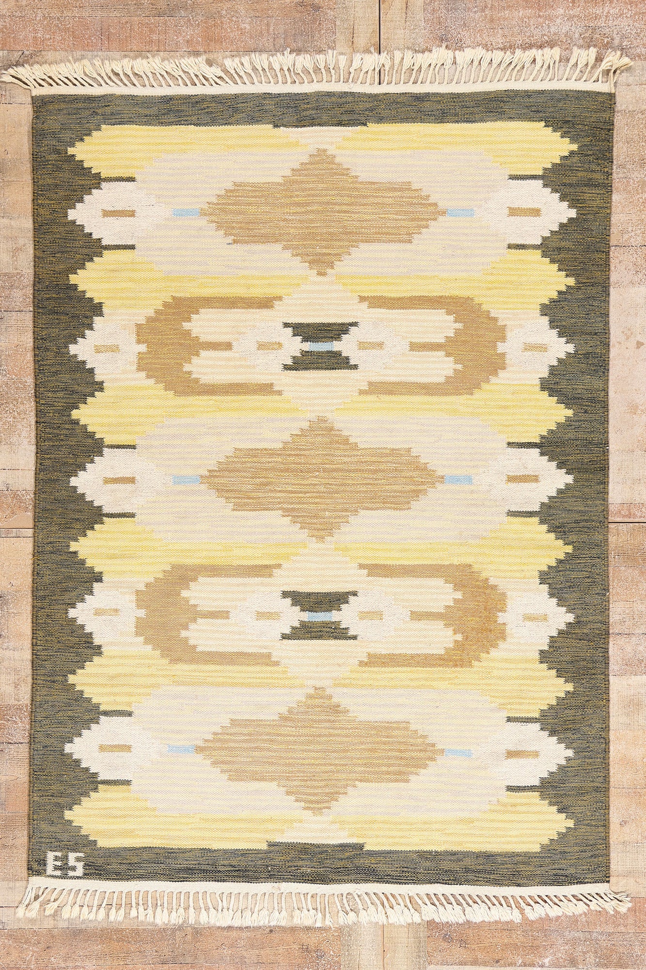 5 x 6 - Beige Vintage Swedish Rollakan Rug - 79372