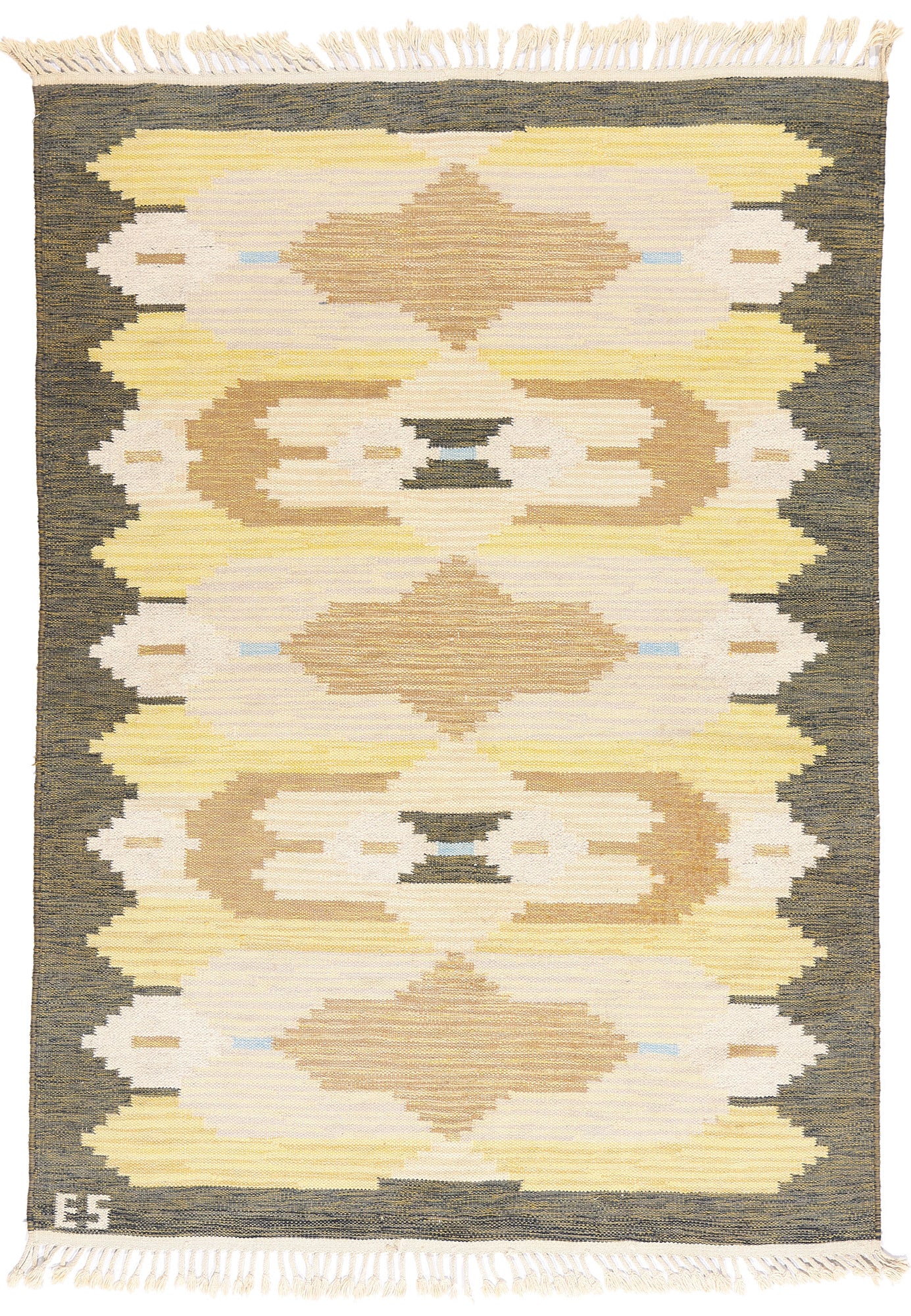 5 x 6 - Beige Vintage Swedish Rollakan Rug - 79372