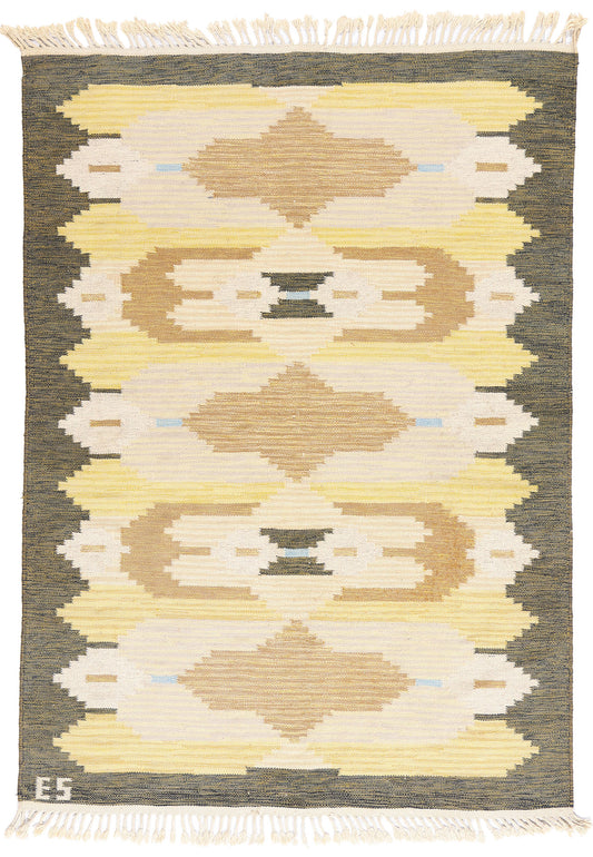 5 x 6 - Beige Vintage Swedish Rollakan Rug - 79372