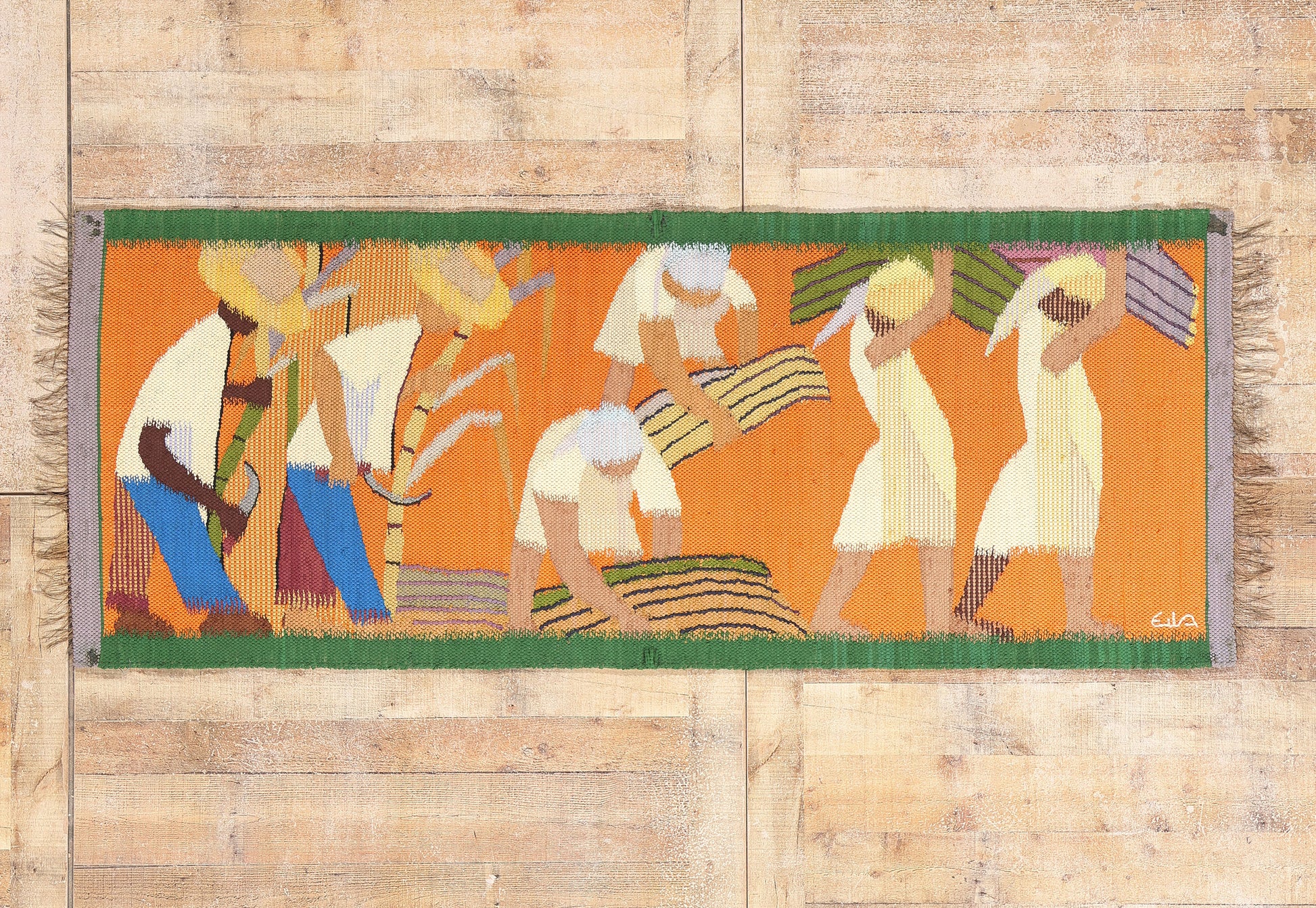 3 x 7 - Orange Vintage Eila Ampula Brazilian Tapestry - 79381