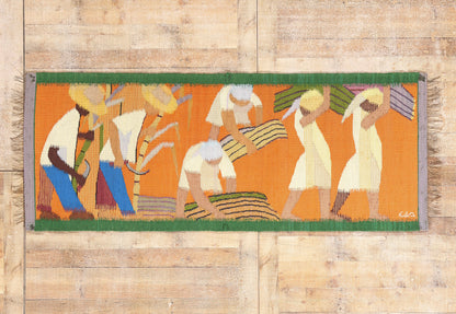 3 x 7 - Orange Vintage Eila Ampula Brazilian Tapestry - 79381