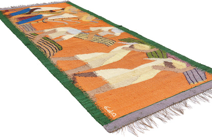 3 x 7 - Orange Vintage Eila Ampula Brazilian Tapestry - 79381