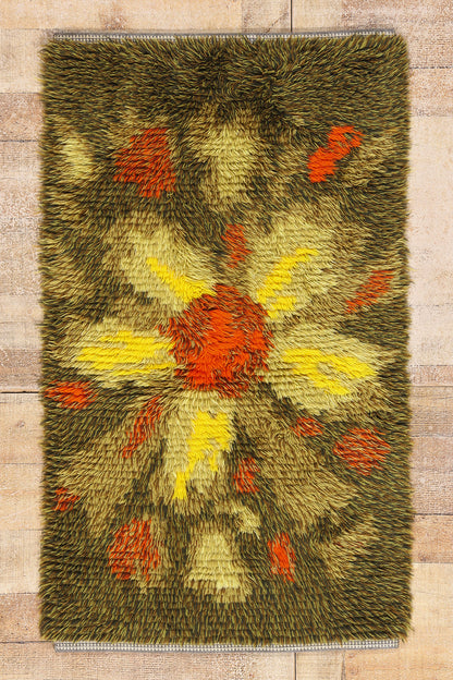 2 x 4 - Green Vintage Rya Rug - 79384