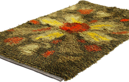 2 x 4 - Green Vintage Rya Rug - 79384