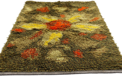 2 x 4 - Green Vintage Rya Rug - 79384