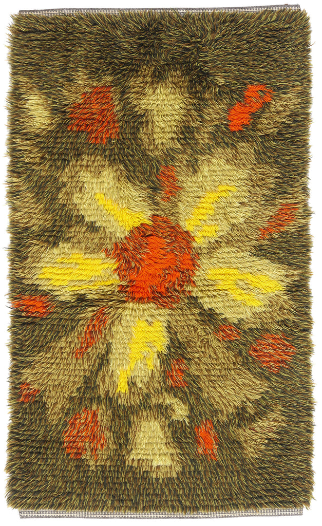 2 x 4 - Green Vintage Rya Rug - 79384