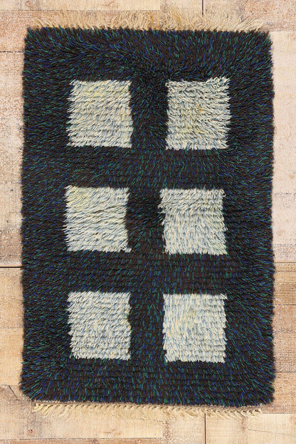 2 x 3 - Black Vintage Rya Rug - 79385