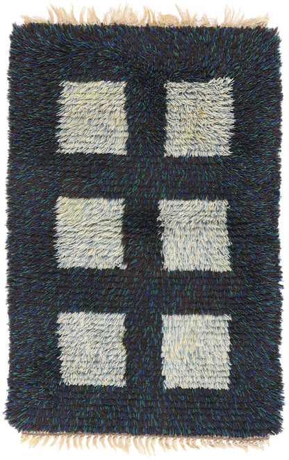 2 x 3 - Black Vintage Rya Rug - 79385