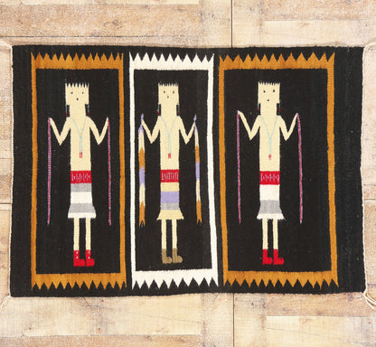 3 x 4 - Black Vintage Yeibichai Navajo Rug - 79387