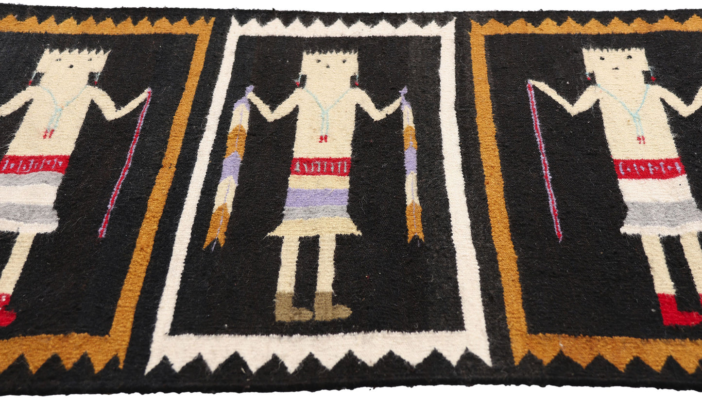 3 x 4 - Black Vintage Yeibichai Navajo Rug - 79387