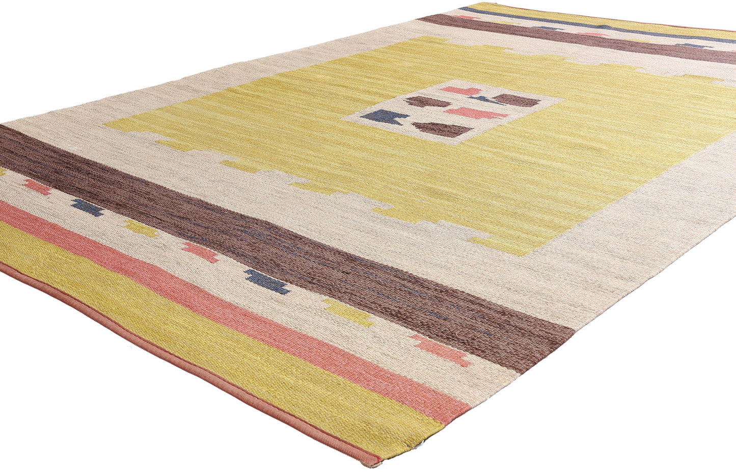 5 x 8 - Yellow Vintage Swedish Rollakan Rug - 79391