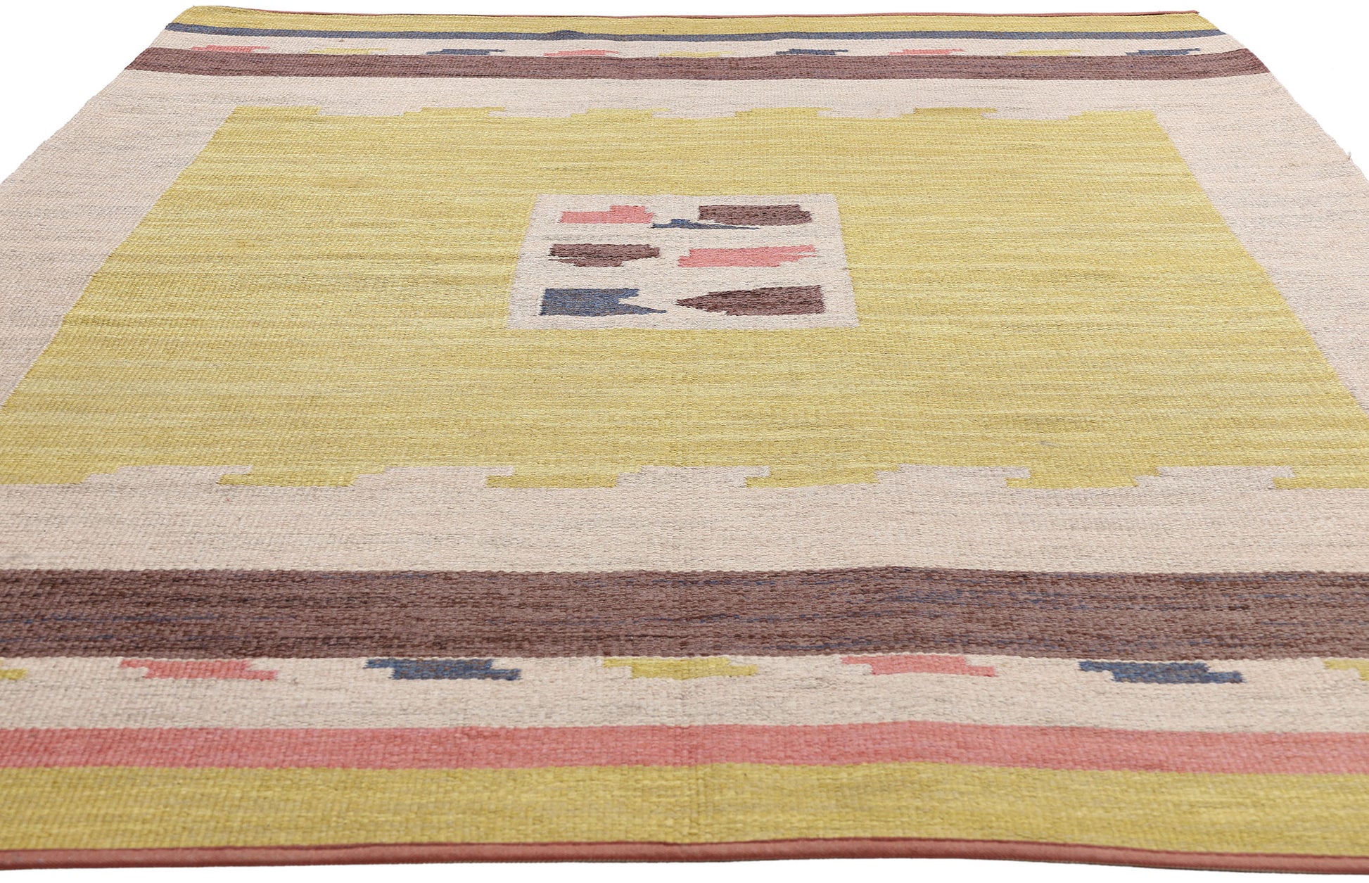 5 x 8 - Yellow Vintage Swedish Rollakan Rug - 79391