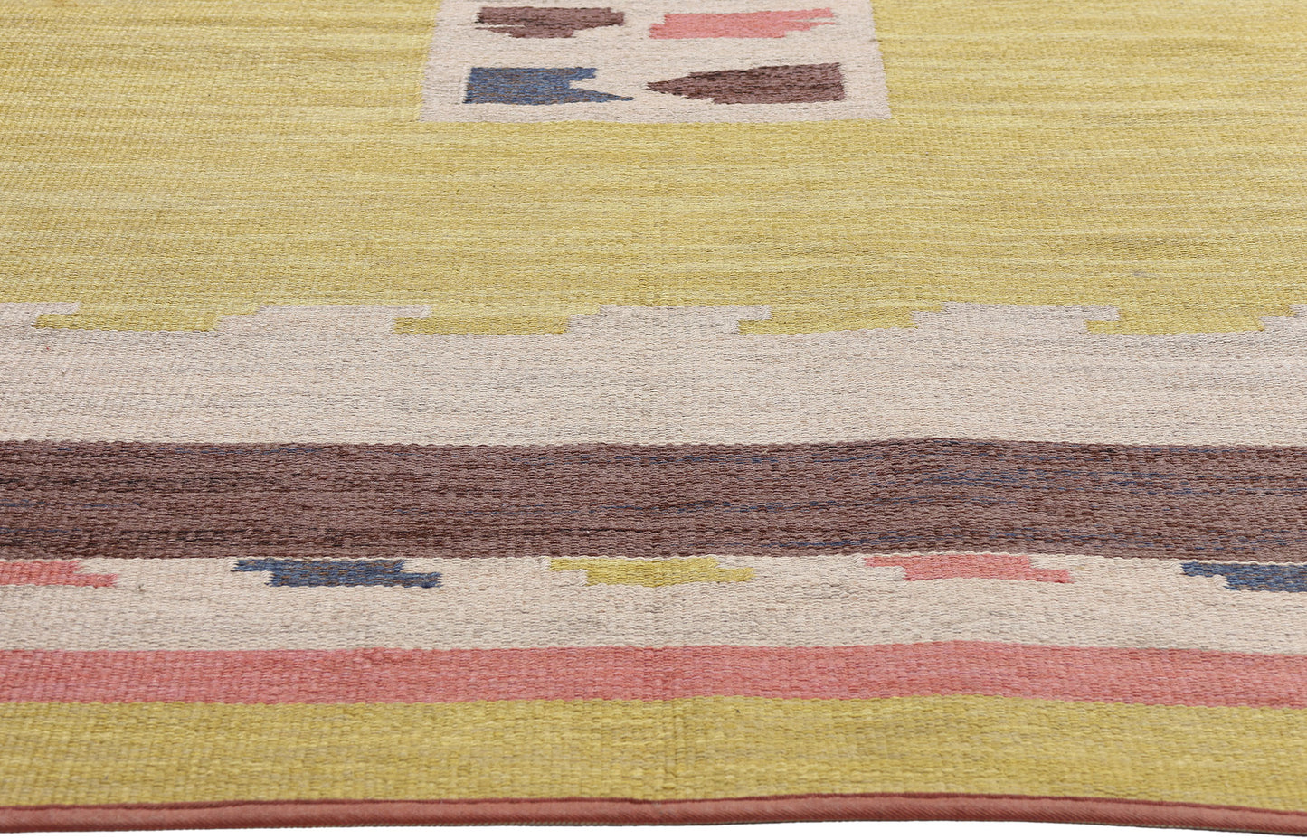 5 x 8 - Yellow Vintage Swedish Rollakan Rug - 79391