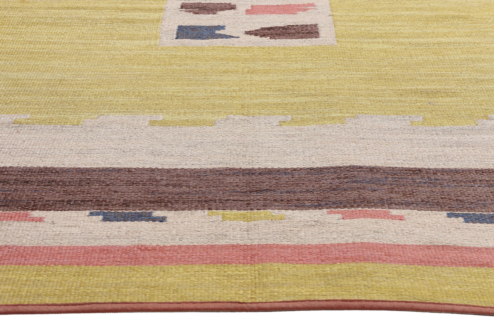 5 x 8 - Yellow Vintage Swedish Rollakan Rug - 79391