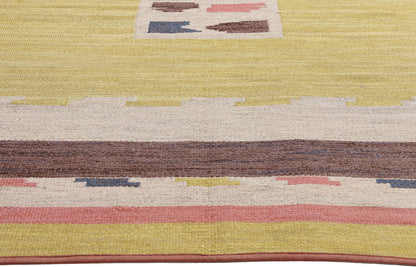 5 x 8 - Yellow Vintage Swedish Rollakan Rug - 79391