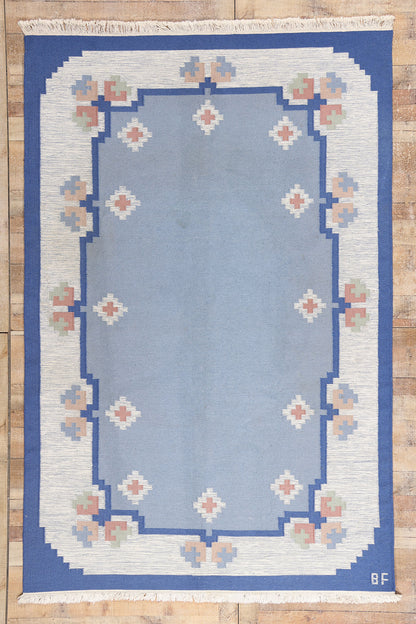 6 x 10 - Blue Vintage Swedish Rollakan Rug - 79393
