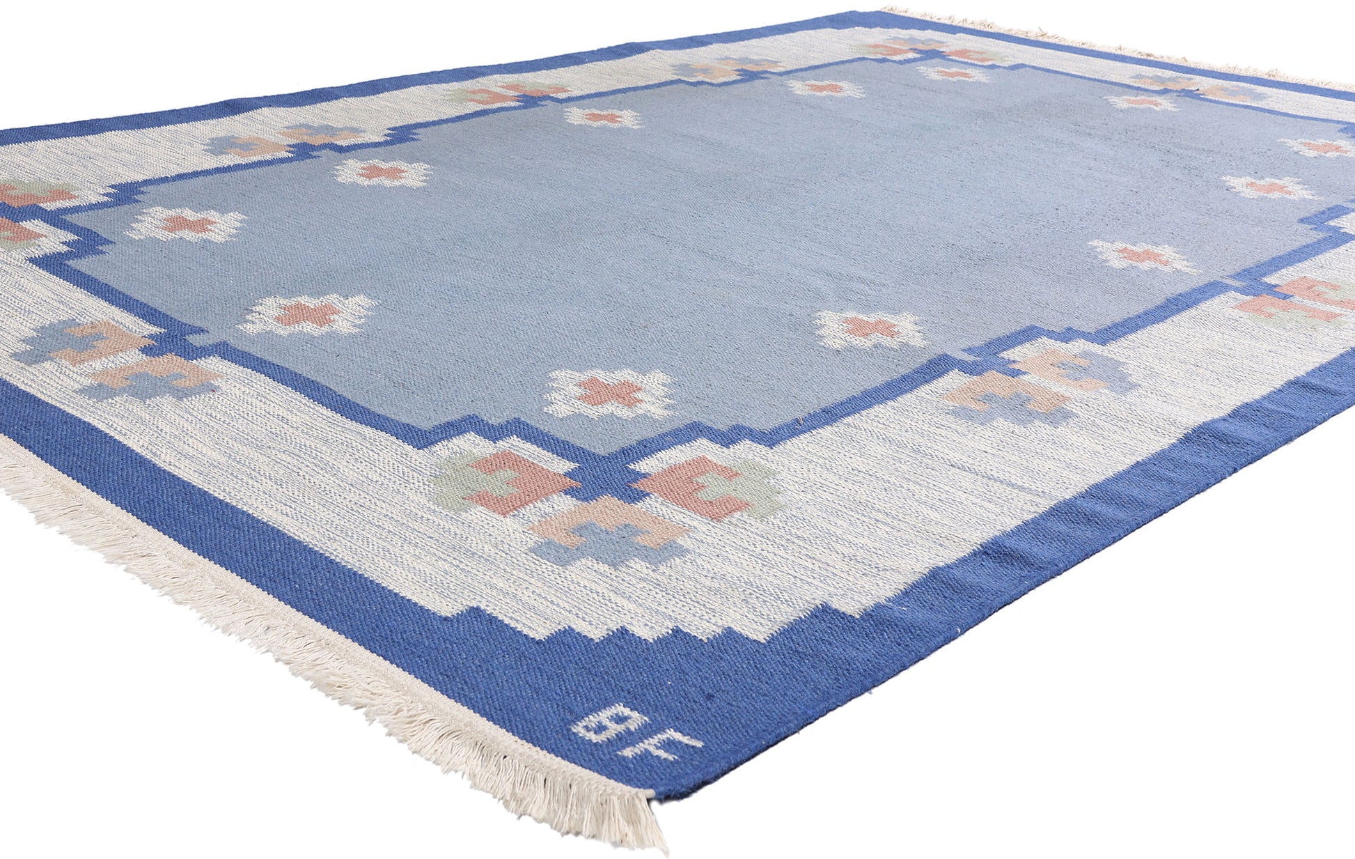 6 x 10 - Blue Vintage Swedish Rollakan Rug - 79393