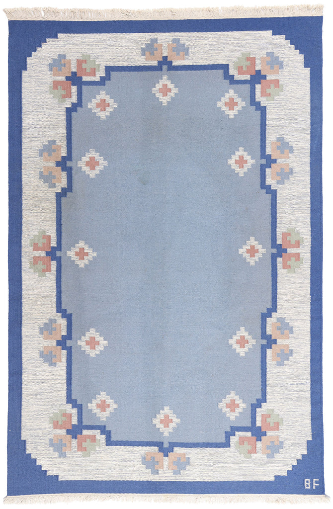 6 x 10 - Blue Vintage Swedish Rollakan Rug - 79393